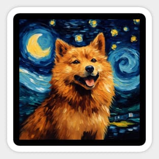 Finnish Spitz Painted Portrait Sticker